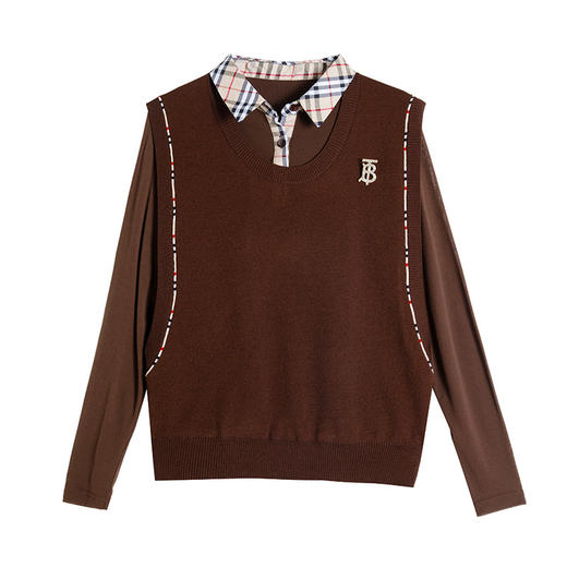 QYJD12-920 翻领修身显瘦女式针织衫短款洋气优雅长袖春装针织上衣T恤 商品图4