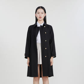谜底单排扣长款风衣女23春新款简约纯色通勤外套配腰带231ME0140