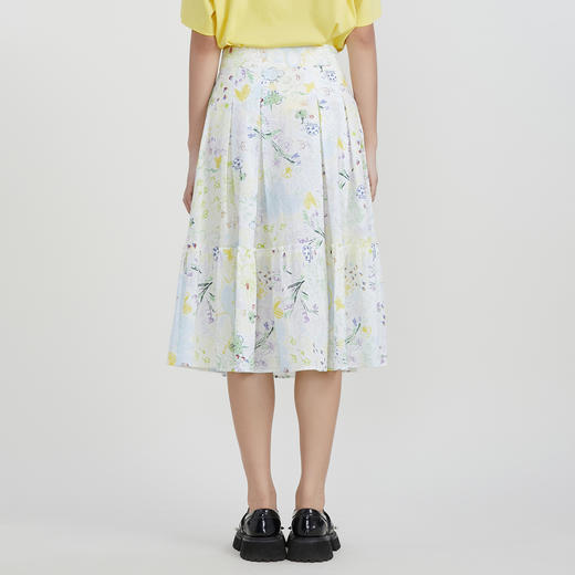 谜底花色半身裙女2023春季新款清新印花A型中长款半裙231MB0110 商品图2