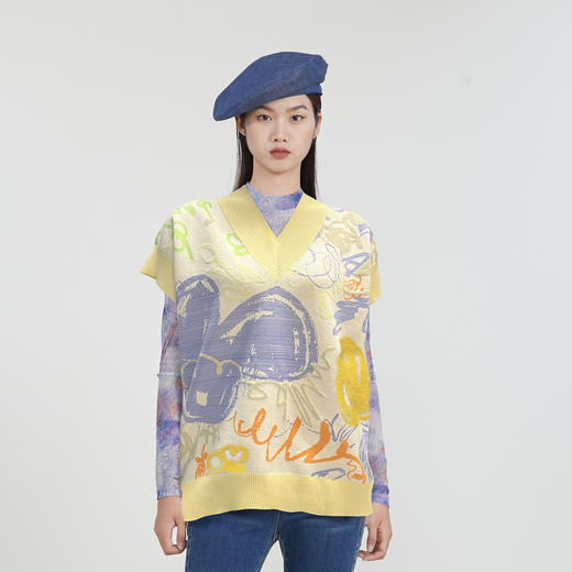 谜底V领套头针织衫马夹女2023春季新款百搭时尚修身毛衫231MZ0301 商品图2