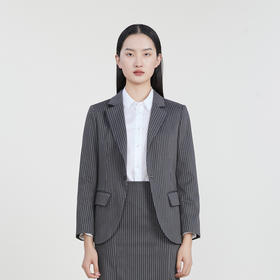 谜底条纹西装外套女2023春季新款复古特色通勤百搭西服231MW0104