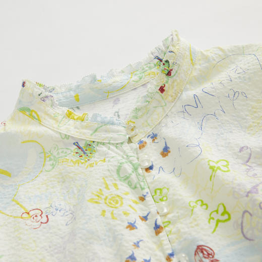 谜底花色连衣裙长袖女2023春新款小清新立领碎花中长裙231ML0109 商品图3