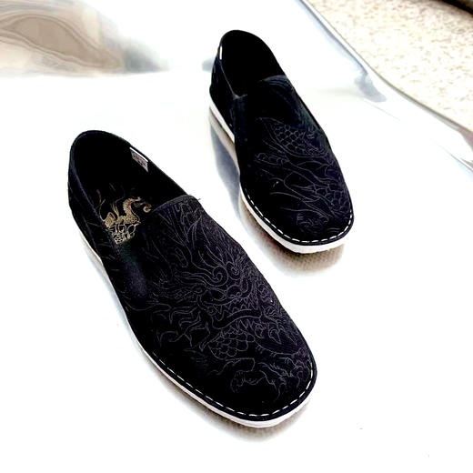 内联升男鞋手工单鞋千层底大内联升卯足绣花松紧口大边布鞋DN8525 商品图3