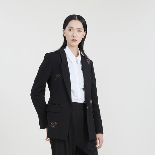 【高端系列】谜底绣花西服外套女2023春新款一粒扣西装231GW0061 商品图1