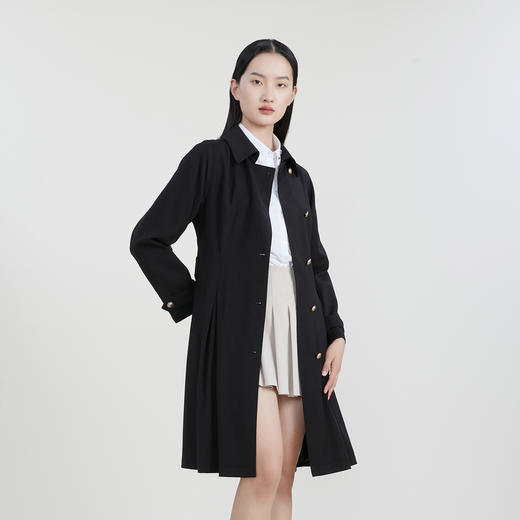 谜底单排扣长款风衣女23春新款简约纯色通勤外套配腰带231ME0140 商品图1
