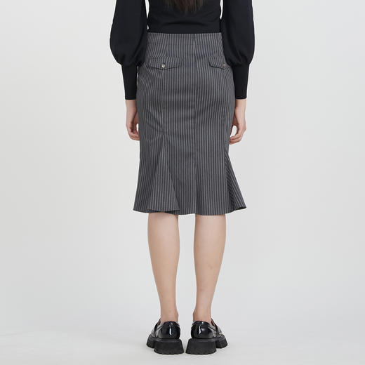 谜底半身裙2023春季新款复古条纹修身包臀裙中长鱼尾裙231MB0103 商品图2