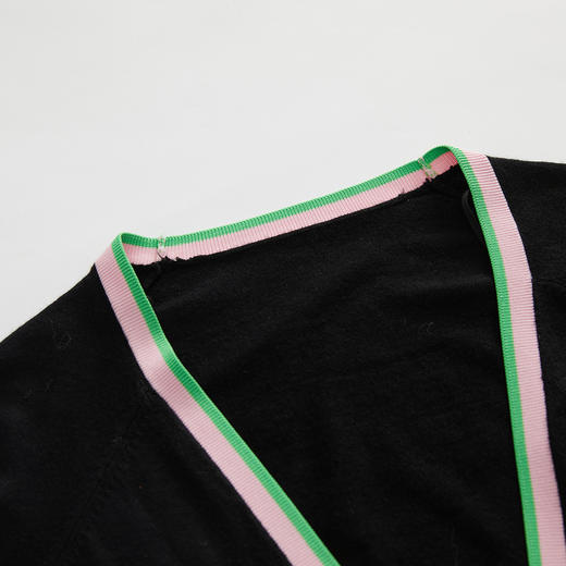 谜底中长款针织开衫女2023春新款时尚绣花宽松毛衫外套231MZ0323 商品图3