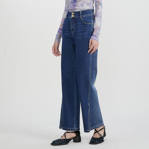 谜底牛仔喇叭裤长裤女2023春季新款复古高腰宽松阔腿裤231MK0017 商品图1