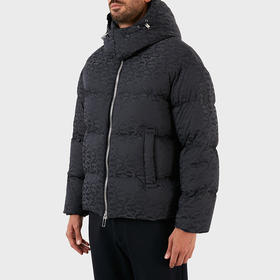 EMPORIO ARMANI 阿玛尼 男士徽标印花绗缝拉链连帽羽绒服 深蓝色 6L1BH2 1NLLZ 0920