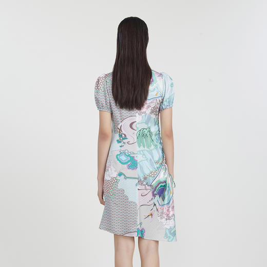 谜底复古连衣裙短袖2023春新款花色改良旗袍修身中长裙231ML0153 商品图2