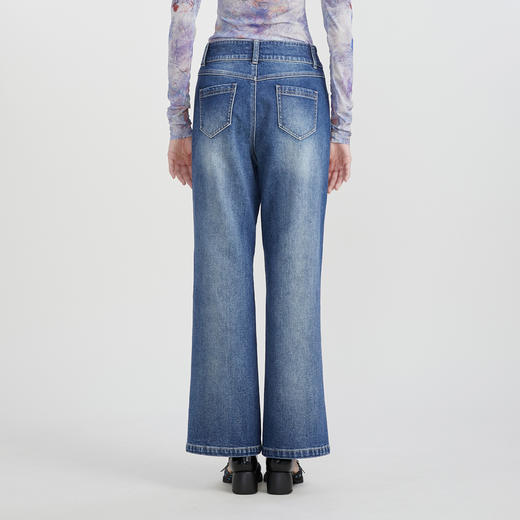 谜底牛仔喇叭裤长裤女2023春季新款复古高腰宽松阔腿裤231MK0017 商品图2