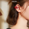 ZEGL设计师红色蝴蝶结丝绒耳环女长款流苏耳钉小众新年秋冬耳饰品 商品缩略图2