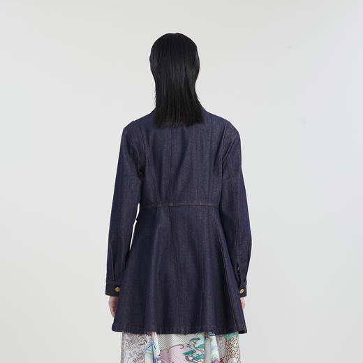 谜底中长款风衣女2023春新款复古多口袋单排扣牛仔外套231ME0032 商品图2