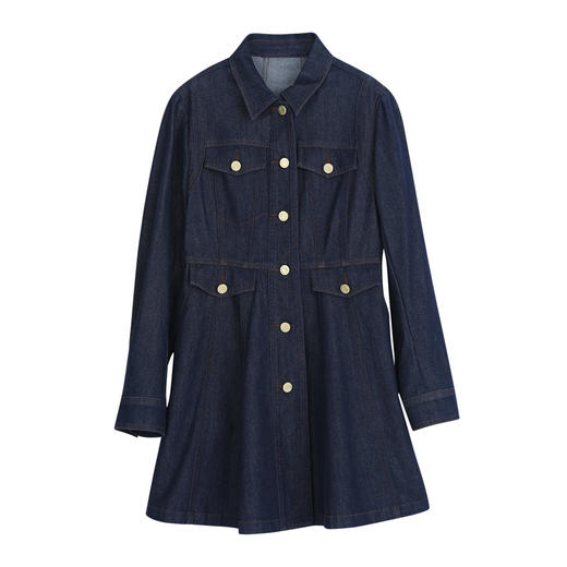 谜底中长款风衣女2023春新款复古多口袋单排扣牛仔外套231ME0032 商品图4