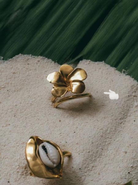 OKRA | Frangipani flower Ring 鸡蛋花瓣  [开口戒指] 商品图2