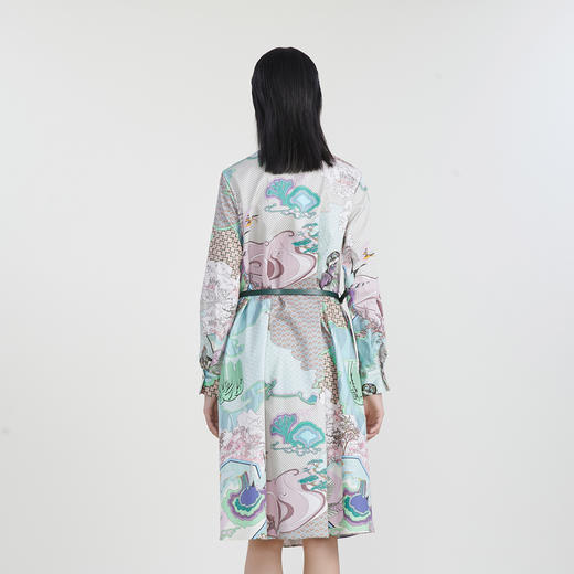 谜底主题花色连衣裙2023春季新款复古宽松A字型长裙长袖231ML0105 商品图2