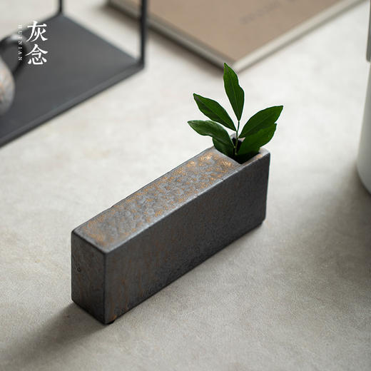 灰念 古砖花器  石砖花器粗陶小花瓶禅意花插摆件干花插花器客厅餐桌装饰 商品图1