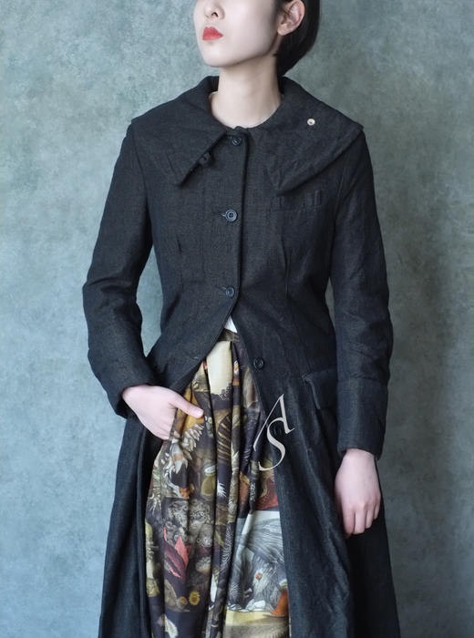 Paul Harnden 花瓣领黑色大衣 商品图4