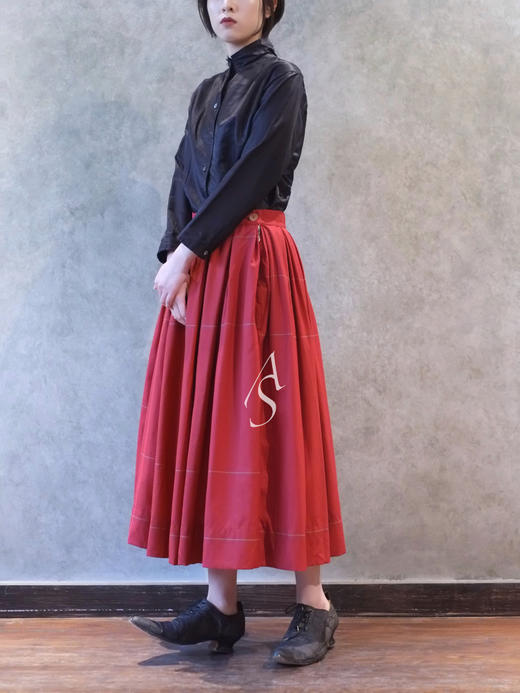 Paul Harnden红色明线羊毛半裙 商品图8