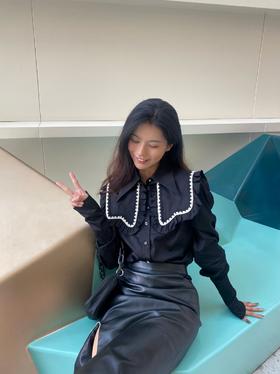 可拆卸撞色蝴蝶领衬衫