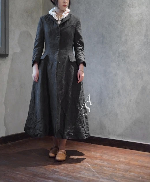 Paul Harnden 深灰色收腰裙摆长外套 商品图0