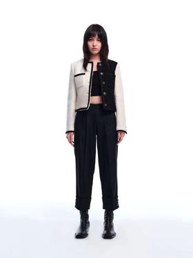 粗花呢小香风高腰外套