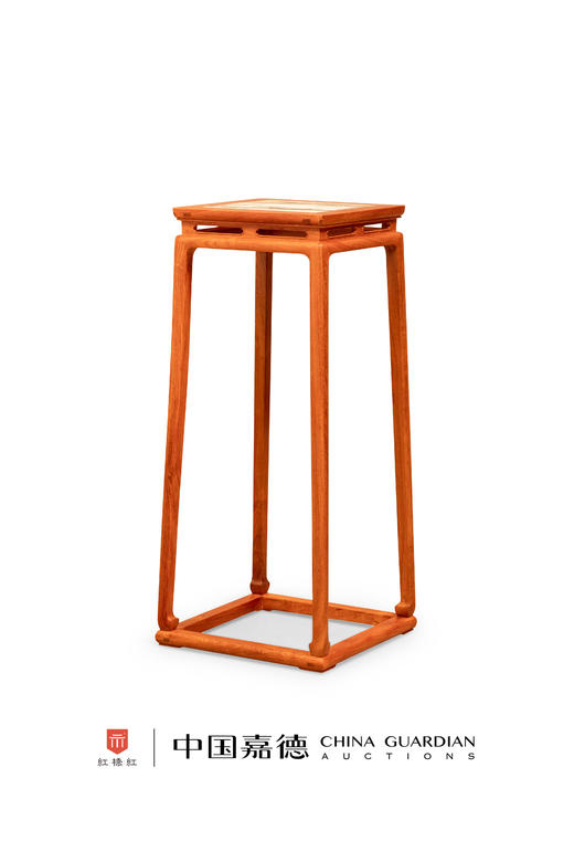 红桥红  家具严选  缅甸花梨（大果紫檀）【石面 98 明式托泥束腰 花架】 商品图0