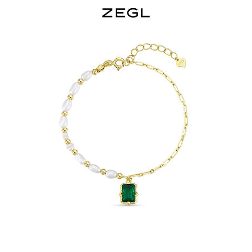 ZEGL祖母绿淡水珍珠手链女ins小众设计2022年新款巴洛克复古手饰 商品图0