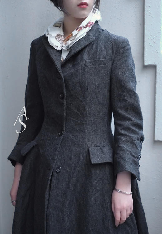 Paul Harnden 深灰色收腰裙摆长外套 商品图5