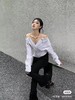拼接抽褶设计露肩衬衫 商品缩略图3