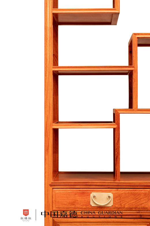 红桥红  家具严选  缅甸花梨（大果紫檀）  【196 双抽屉带柜门线条 博古架】 商品图2