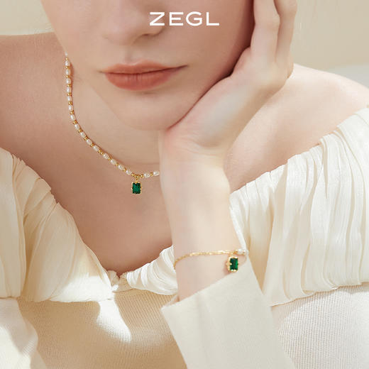 ZEGL祖母绿淡水珍珠手链女ins小众设计2022年新款巴洛克复古手饰 商品图1