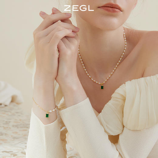 ZEGL祖母绿淡水珍珠手链女ins小众设计2022年新款巴洛克复古手饰 商品图2