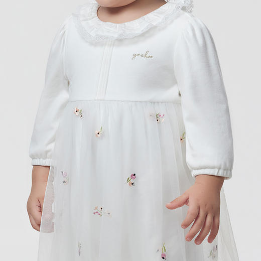 【商场同款】英氏婴儿衣服女宝宝哈衣可爱白色假两件连体衣 商品图1