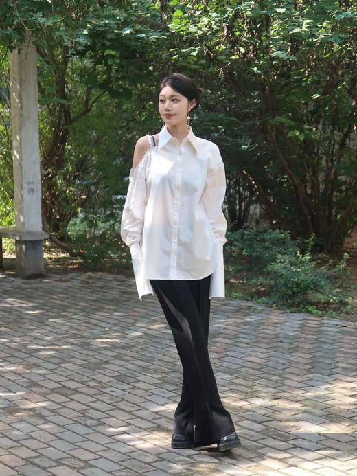 单肩吊带镂空衬衫 商品图0