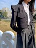 袖口拉链开叉木耳边高腰西装 商品缩略图0