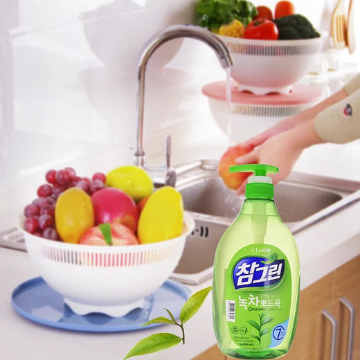 韩国进口狮王常绿秀手绿茶洗洁精家用实惠装果蔬洗涤剂洗碗液1000ml(效期2025年9月) 商品图3