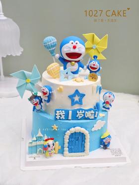 1027CAKE| 蓝色系 哆啦A梦主题 双层