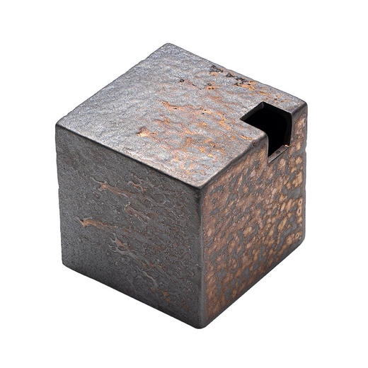 灰念 汉方花器 方体迷你小花瓶 粗陶窑变小花器 茶道禅意水培小花插陶瓷 商品图4