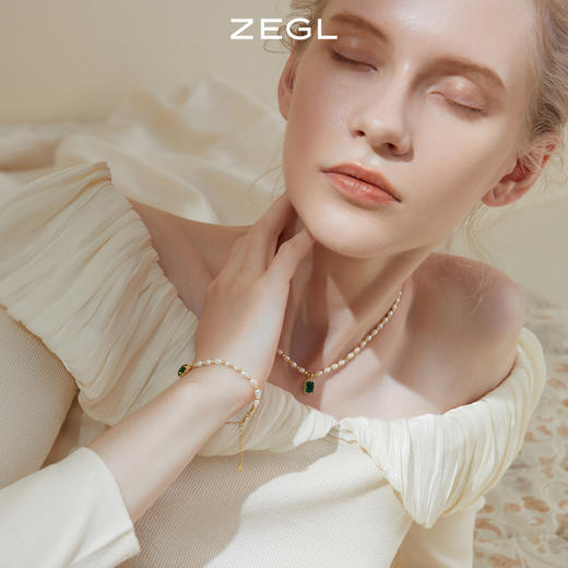 ZEGL祖母绿淡水珍珠手链女ins小众设计2022年新款巴洛克复古手饰 商品图4