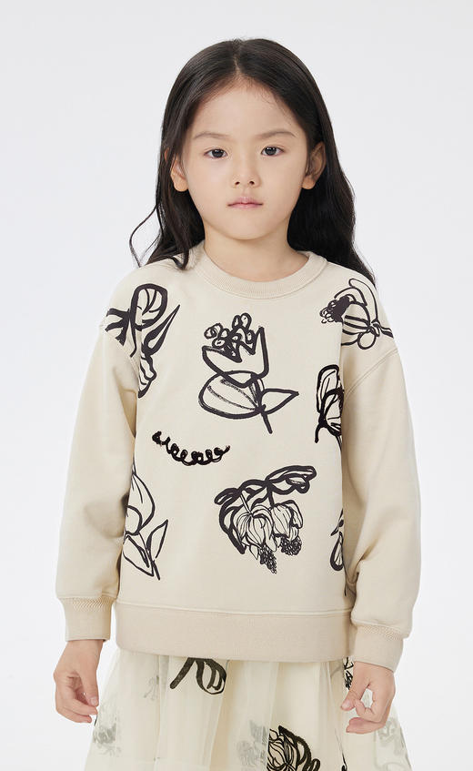 JNBY  23年春款  全棉印花圆领套头卫衣   1N2414700 商品图9