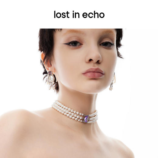 [捡漏价]lost in echo设计师款宝石猎人三层珍珠彩色锆石盒子chocker项链 商品图1