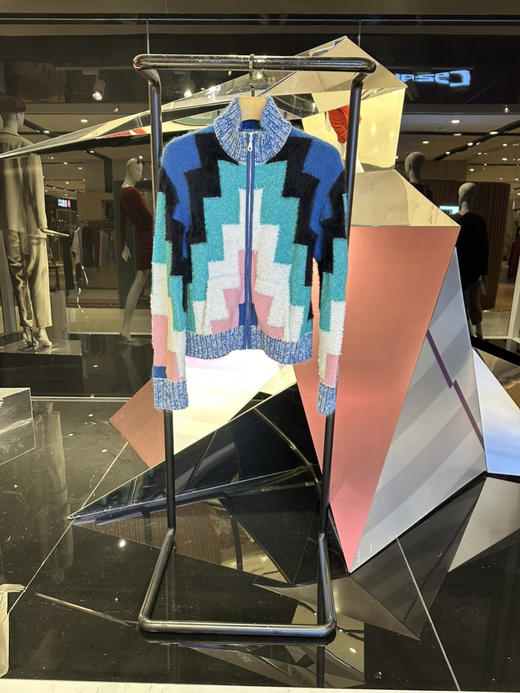 几何拼色立领开衫 商品图1