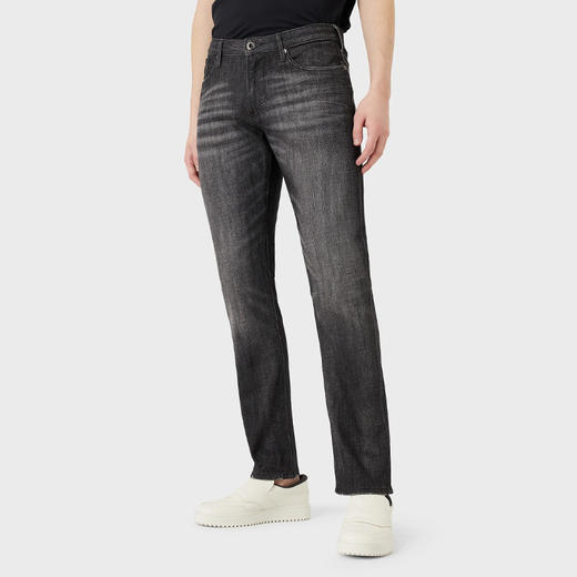EMPORIO ARMANI 阿玛尼 男士棉质金属徽标休闲牛仔裤 深灰色 6L1J06 1DI9Z 0006 商品图1