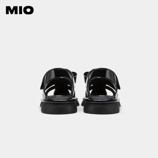 MIO米奥百搭包头平跟魔术贴凉鞋复古时髦通勤罗马凉鞋编织鞋女鞋M233100740 商品图4
