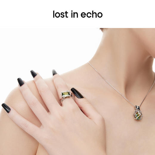 lost in echo设计师品牌设计感宝石猎人系列彩色斜方锆石盒子戒指 商品图4