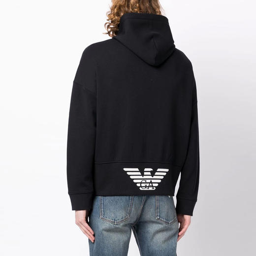 EMPORIO ARMANI 阿玛尼 男士棉质徽标印花拉链连帽卫衣 深蓝色 6L1MB4 1JHSZ 0920 商品图2