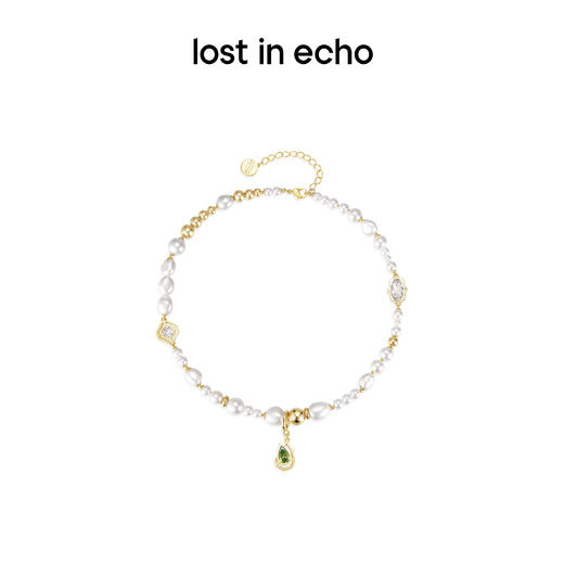 lost in echo原创设计师款宝石猎人水滴坠珍珠锆石镶嵌拼接项链 商品图0