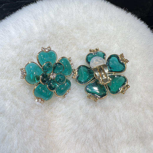 北京仓｜Gripoix Paris-Vintage-Water Lily-复古 琉璃 耳环［法国设计师］ 商品图2