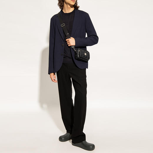 EMPORIO ARMANI 阿玛尼 男士徽标印花羊毛圆领长袖针织衫 深蓝色 6L1MX7 1MMVZ 0920 商品图3